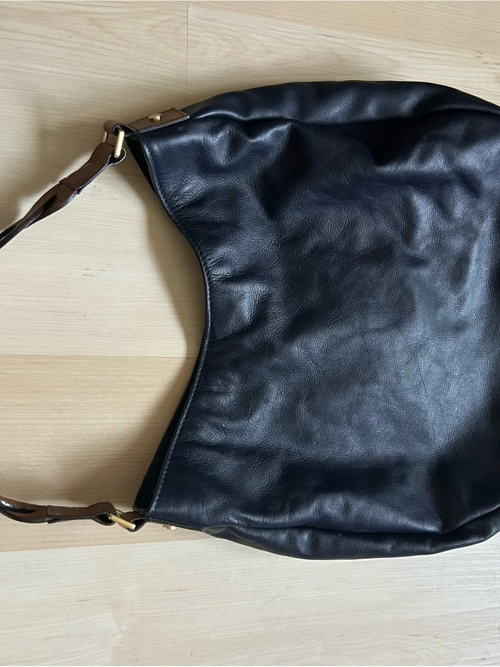 Boden Navy Hobo Bag with Braided Brown Strap